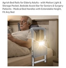Bed Rails for Elderly Adults Safety with Motion Light Storage Pouch - Medical