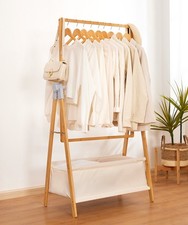 Kleiderständer Bambus Freistehender Garderobenständer mit Aufbewahrungskiste