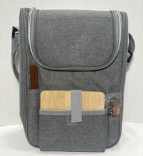 Truvelli Gray Insulated Wine and Cheese Tote Bag: Portable for 2 Bottle-6 pieces