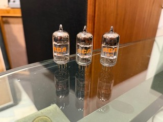 3 Vintage 1975 RCA USA 7025 12ax7 vacuum tubes balanced matched plates
