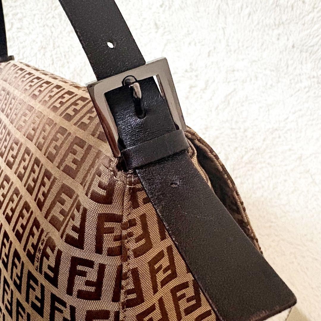 Fendi Mamma Baguette Women's Shoulder Bag Handbag Zucchino Canvas Leather Brown thumbnail 7