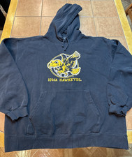 Vintage 90s Iowa Hawkeyes Black Yellow Hoodie Mens Size XL Beimar Sweatshirt