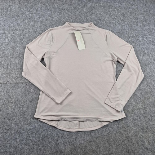 Sweaty Betty Top Womens Medium Beige Soft Flow Studio Mock Neck Long Sleeve Yoga