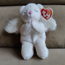 Ty Beanie Baby -BLESSED the Angel Bear (6") MINT with MINT TAGS Kneeling/Praying