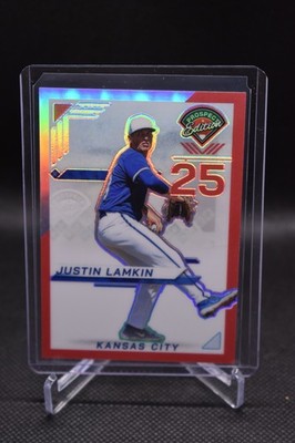 Justin Lamkin /199 2025 Panini Prospect Edition Red Prizm Kansas City Royals #37