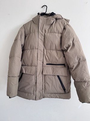 Large Puffer Coat Tan Men s Heavy Warm Thick Fsbn Neutral Minimal Clean Hooded
