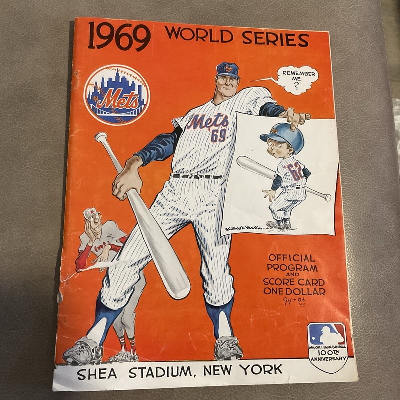 Genuine 1969 World Series Program, Unscored, Centerfold Color Photo Of The Mets
