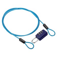 Security Cable with 3 Digit Combination Lock, 3.28 ft x 3/32", Blue 