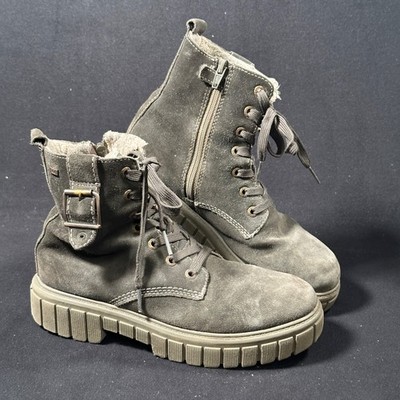 Lurchi Mädchen Boots Stiefel Gr. 35 Grau Wildleder Gefüttert Reißverschluss warm