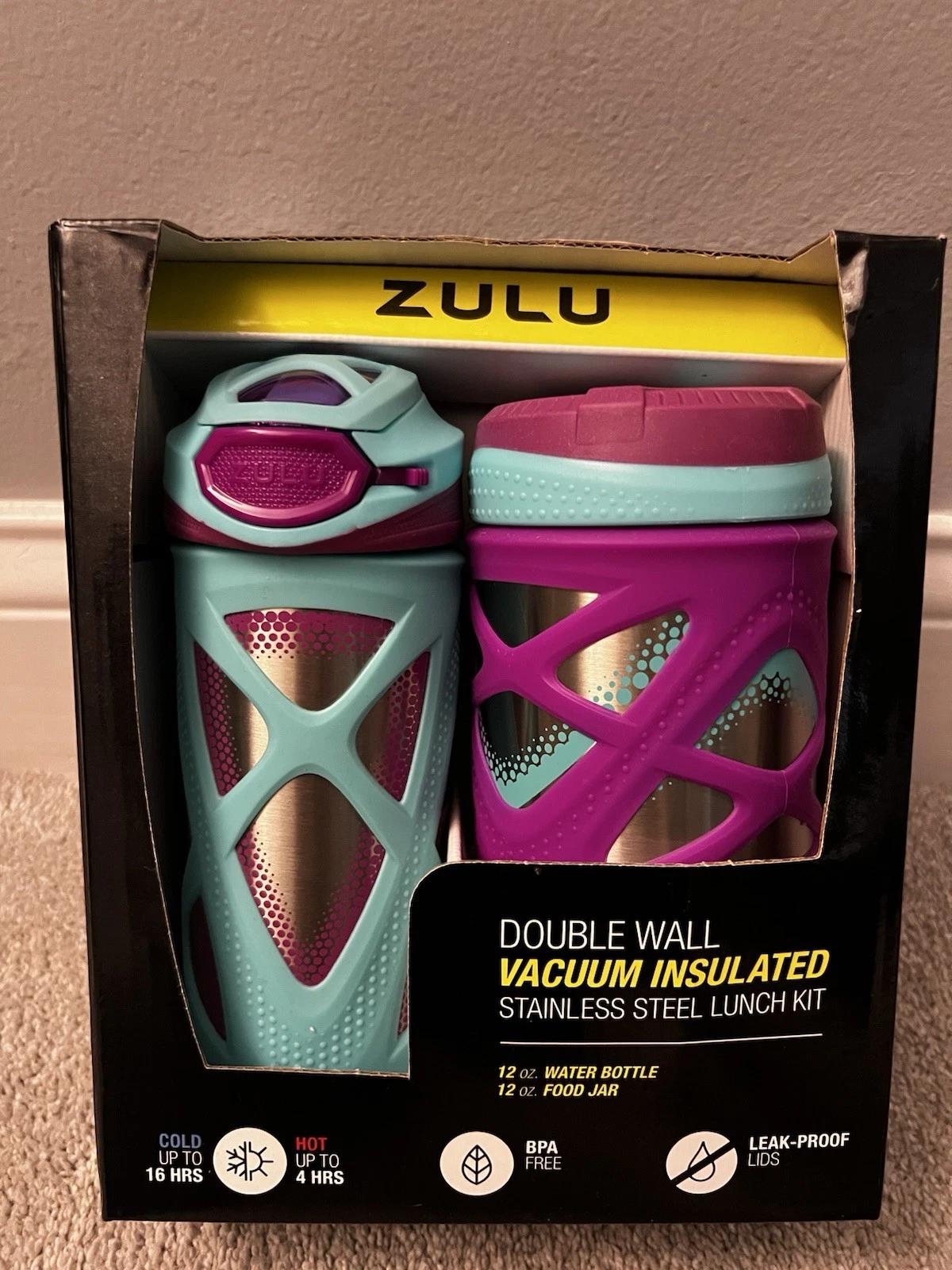 ZULU Double Wall Vacuum Insulated Stainless Steel Lunch Kit 12oz Bottle/Jar
Opens in a new window or