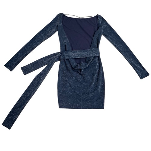 Navy Glitter Bodycon Mini Dress Backless Vintage Topshop Size UK 8 - Picture 2 of 7