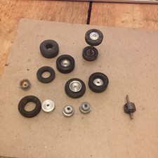 Collection of vintage larger scale slot car tires ,mags wheel parts etc.