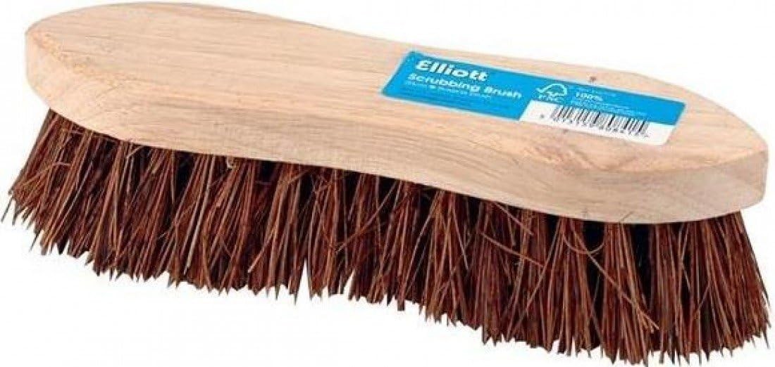 Elliott Wooden Hand Scrubbing Brush with stiff natural Bassine bristles, heavy