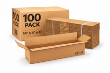 100 Pack 14x4x4 Corrugated Shipping Boxes ECT-32 Kraft Cardboard Cartons