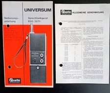 Radiotelefon Universum BSG 3271 Anl. u. allg. Homologacja z 1975 roku