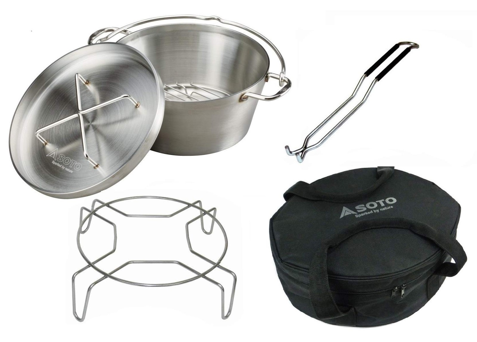 SOTO Stainless Steel Dutch Oven 10 inches ST-910 + 3-piece set Ship from Japan