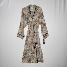 Vintage Lily Of France Satin Robe Women Medium Paisley Multicolor Tie Belt