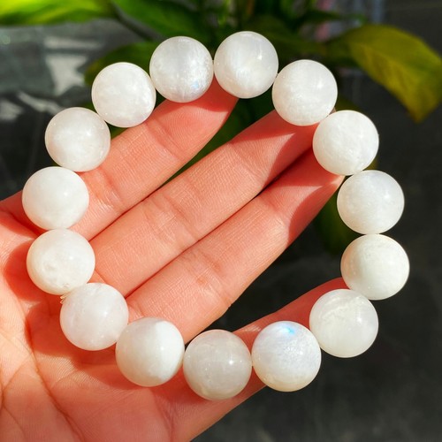 14,4 mm Natur Mondstein Stark Blau Licht Kristall Perlen Armband B413 - Bild 8 von 8