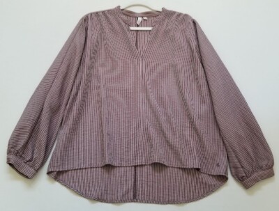 Treasure & Bond Blouse Women Large L Multicolor Striped Long Sleeve High Low Top
