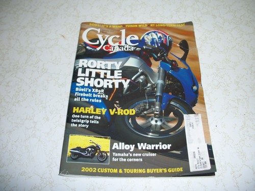 Cycle Canada Jan 2002 Buell XB9R Harley V-Rod R1150RT Warrior VR1000