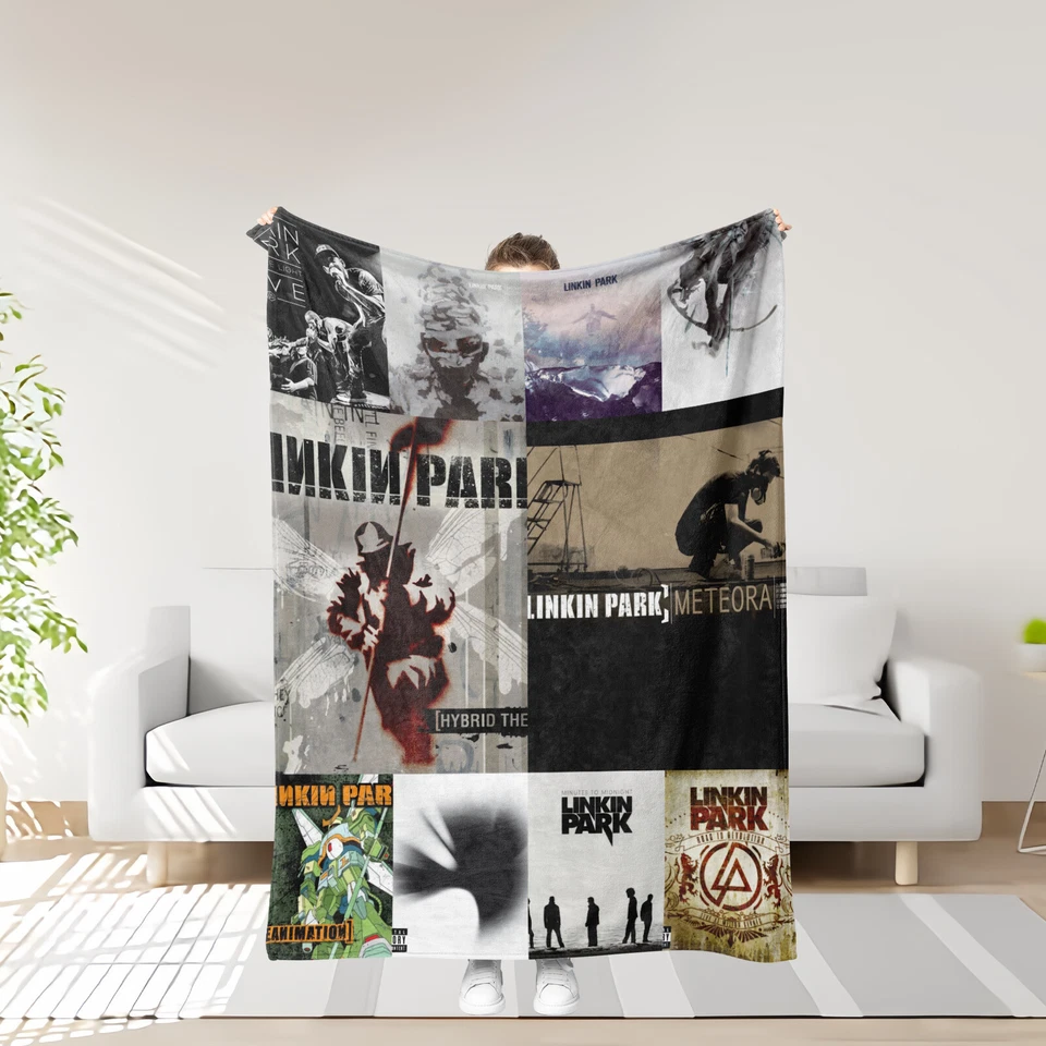 Throw Blanket and Pillowcase Set of 2，Linkin Park Bed Couch Decor Gifts - Image 2 of 4