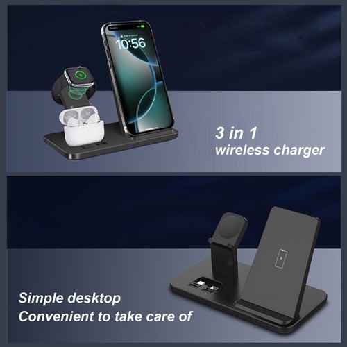 3in1 15W Wireless Charger Station Dock For Apple Watch 10 9 8 iPhone 16 Pro Max - Picture 6 of 14