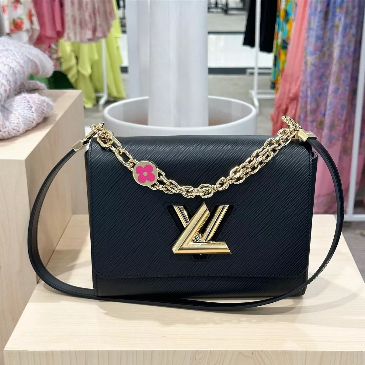 Louis Vuitton Twist MM with Black with Pink Strap Rare