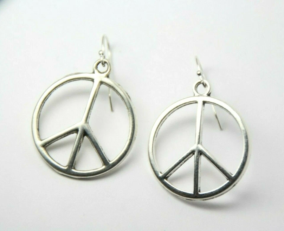 Мир знак подвеска серьги хиппи 1960-х серебро 925 пробы крючки олова подвески - Изображение 3 из 4