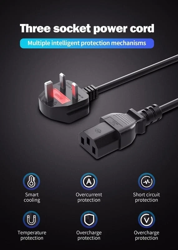 CYD 3 Prong Power Cable AC Power Cord 10ft Cable For Computer,PC,Monitor,SONY,TV - Image 3 of 4