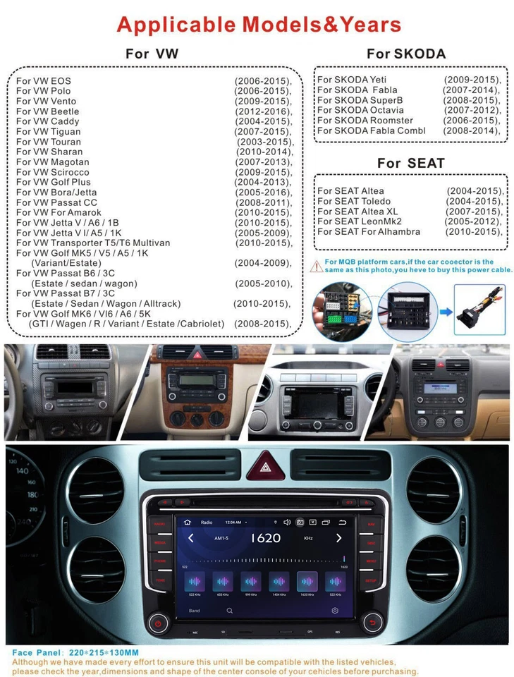 7"Car Stereo for VW Golf MK5 MK6 Jetta GPS Sat Nav DSP Head Unit RCD360 DAB+ DVD - Image 2 of 4