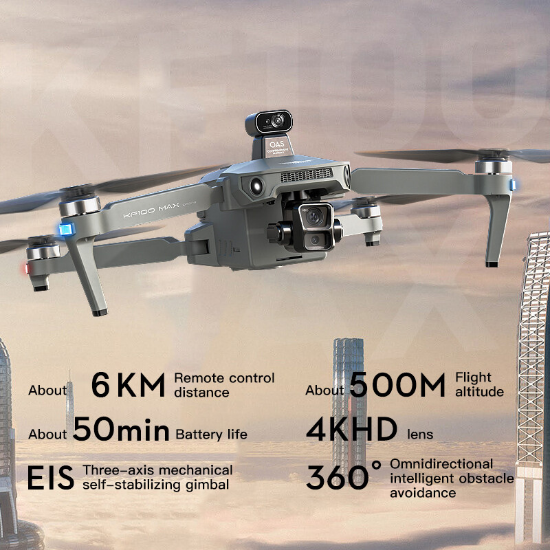 X-Verse KF100MAX Drone 4K Con Schermo RC, 6KM Di Portata, Gimbal 3 Assi, Evitamento Ostacoli 360°, 3 Batterie, 50 Minuti Di Volo