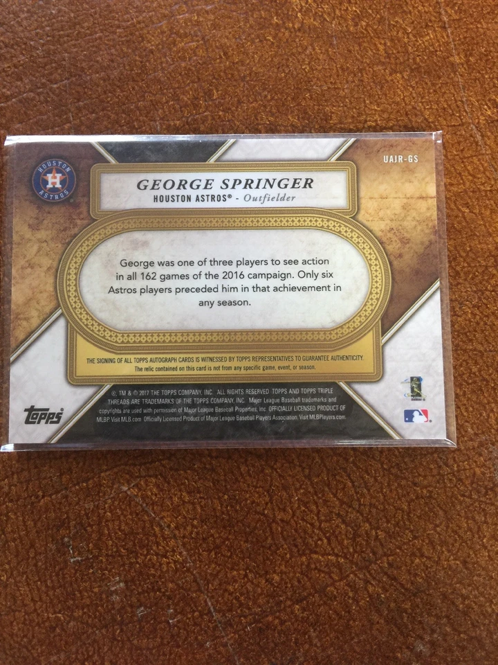 2017 Topps Triple Threads George Springer Houston Astros Relic Auto #73/75 - Image 2 of 2
