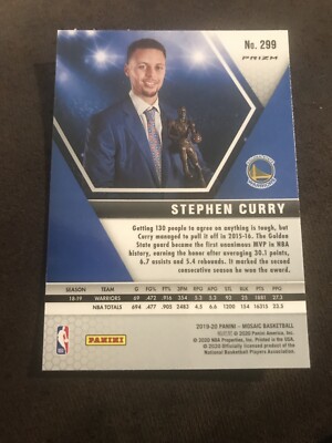 2019-20 Panini Mosaic Stephen Curry True Silver MVP's Prizm #299