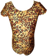 TALENT TALE  GIRLS DANCE/ GYMNASTIC ANIMAL PRINTED SHORT SLEEVE LEOTARD