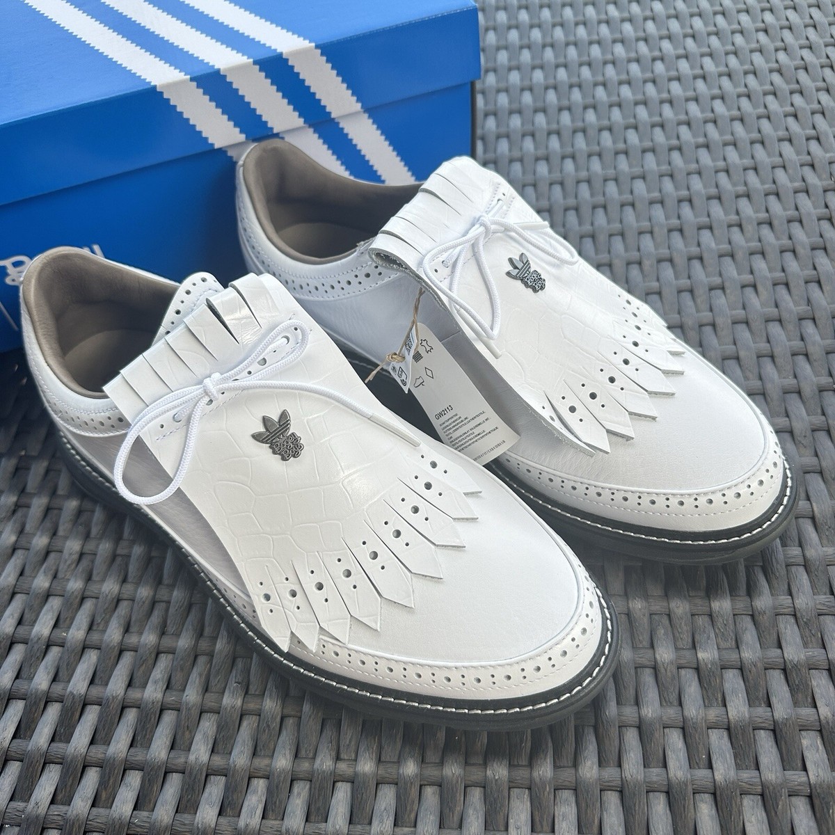 Adidas Bogey Boys x MC80 Golf White Dark Silver Men's Shoes Adidas Bogey Boys x MC80 Golf White Dark Silver Men's Shoes