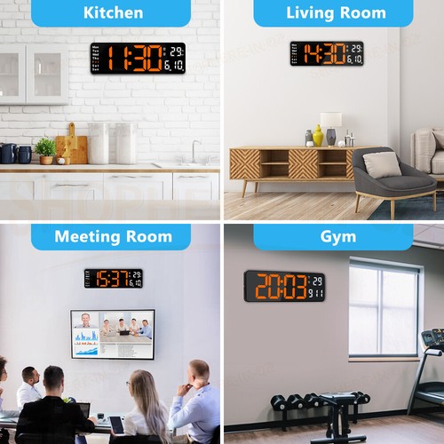 Large Jumbo Wall Digital Clock Modern LED Desk Room Table Calendar Temperature - Picture 11 of 12