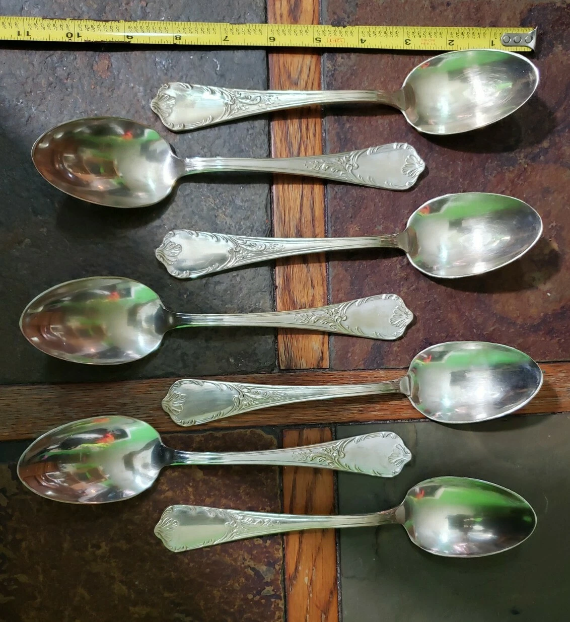 ✅ LOT OF 7 EUROPEAN BAROQUE STYLE ARG 1000 SILVERPLATED TABLE 🍽SERVING SPOONS