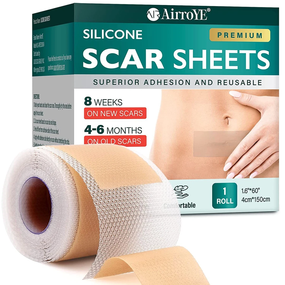 Silicone Scar Sheets,Silicone Tape(1.6x 60 Roll-1.5M), 1.6x