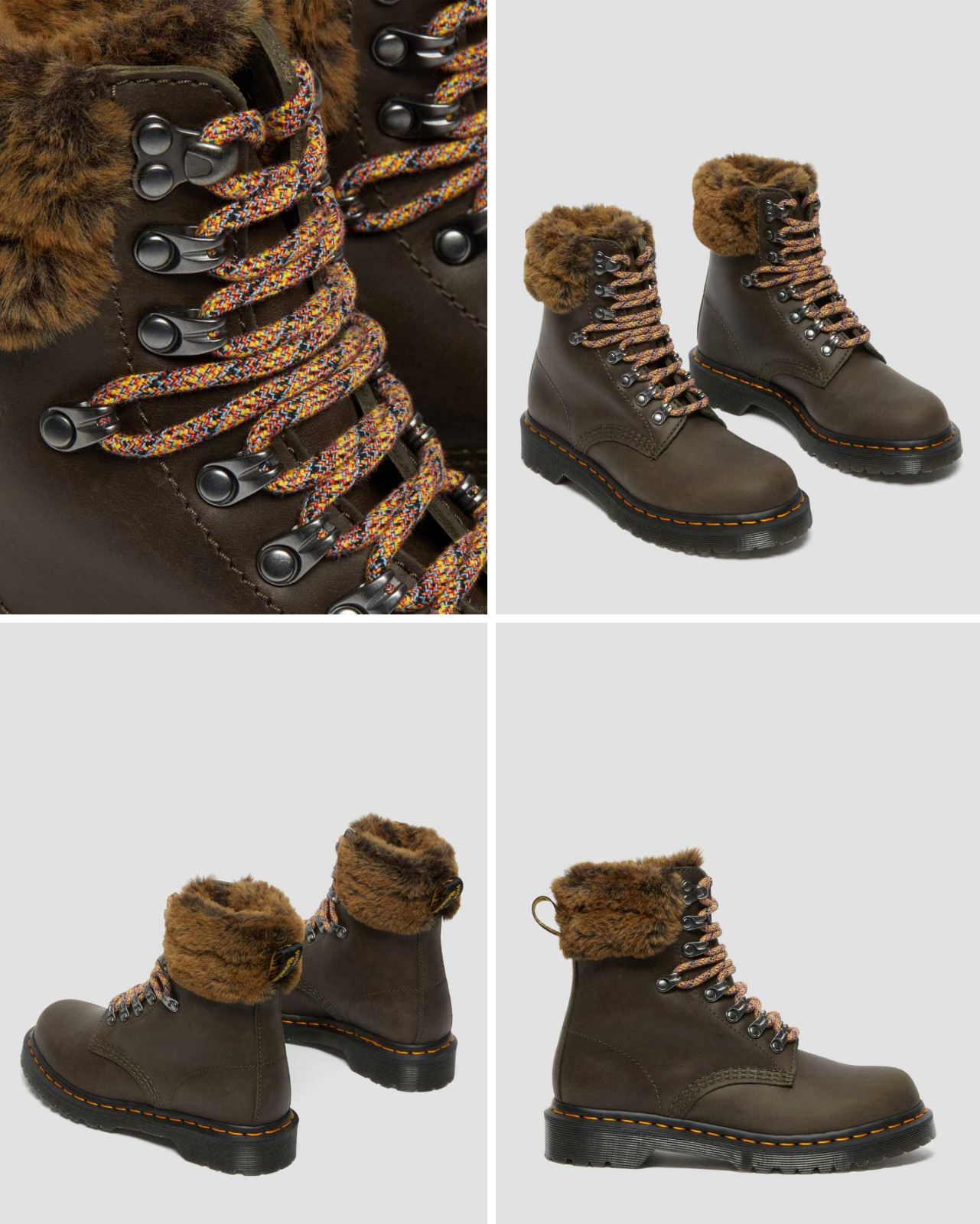 DR. MARTENS 1460 SERENA COLLAR GOODYEAR WELTED HIKING BOOTS FAUX FUR BNWT image 4