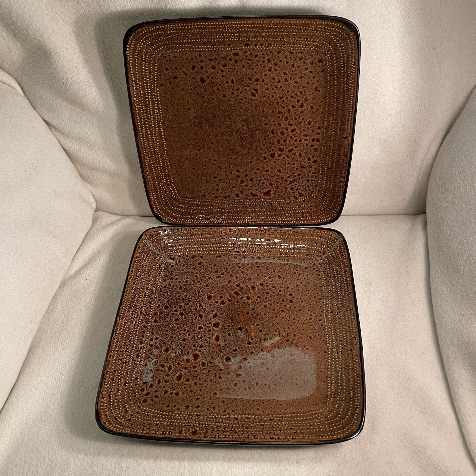 Better Homes & Garden Atlas Reactive Brown Square Dinner Plates Set 2