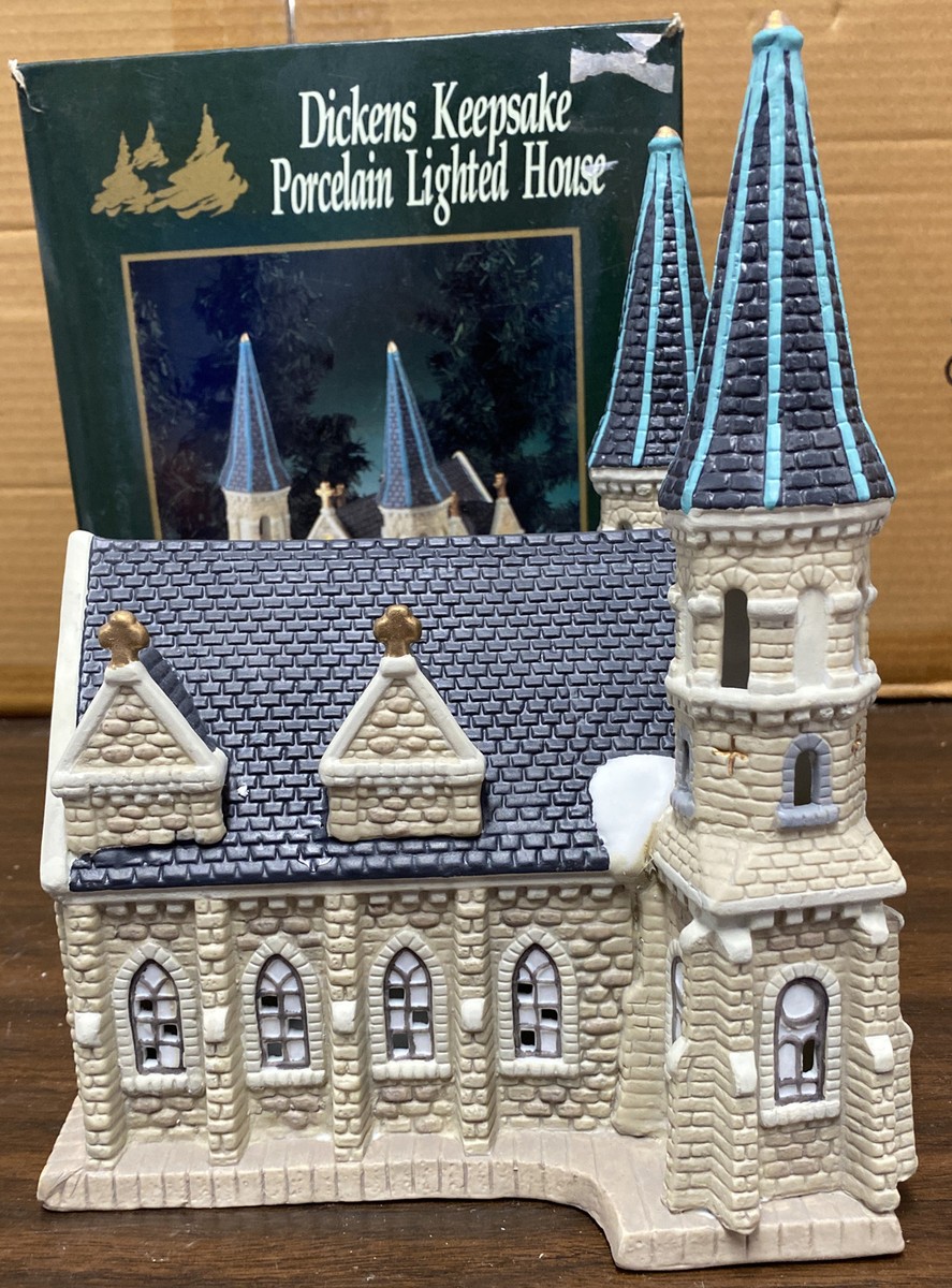1993 Dickens Keepsake Porcelain Lighted House Church Vintage