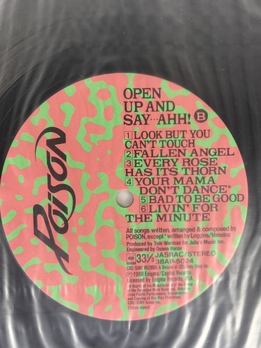 POISON Open Up And Say…Ahh! Vinyl Record 1988 Japan Promo Bonus Track 38AP-5024 - Picture 6 of 11