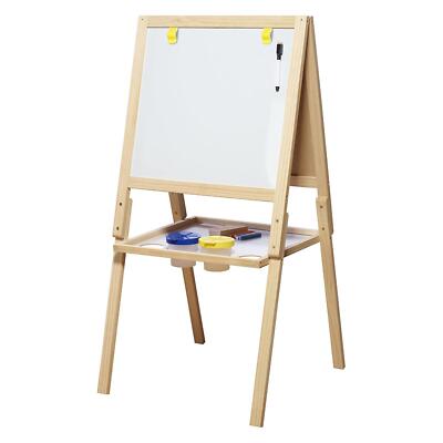 Staffelei aus Holz - doppelseitige Kreidetafel und Whiteboard mit Zubehör