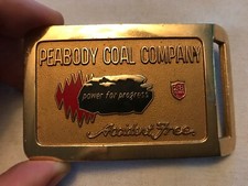 Peabody Coal Company Vintage Brass Belt Buckle