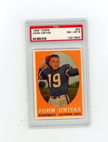 1958 Topps PSA 8 #22 Johnny Unitas 2nd Year Card Blazing NM/MT card