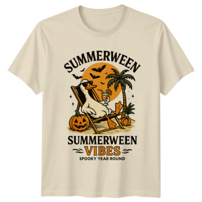 Summerween Spooky Ganzjährig Halloween Summer Vibes Unisex Grafik T-Shirt