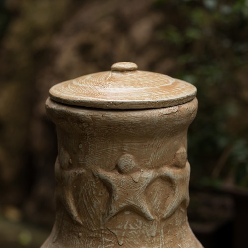 Outdoor Clay Chimney Maya Design Charcoal Burning Fire Pit & Sturdy Metal Stand - Picture 7 of 7