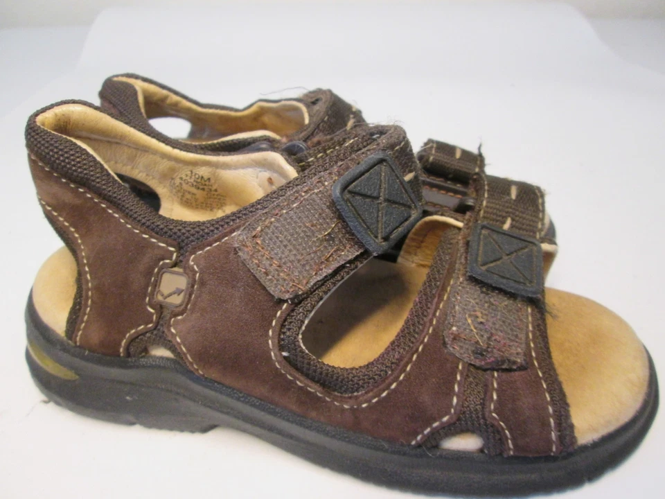 Stride Rite Baby Toddler Size 10M Flat Sandals Brown Leather Upper Hook & Loop - Image 4 of 4