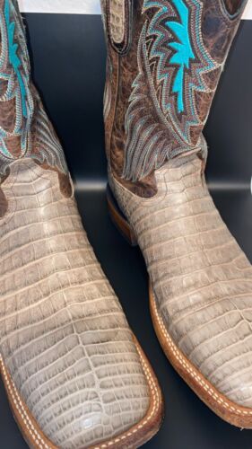 Men's cowboy boots Tony Lama Black Label gray caimen belly alligator