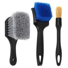 Wheel Rim Tire  Carpet Cleaning Brush Set, Soft  Stiff Bristle Wash Blue